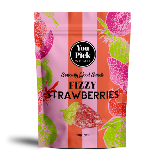 Fizzy Strawberries 100g | Fruity Range