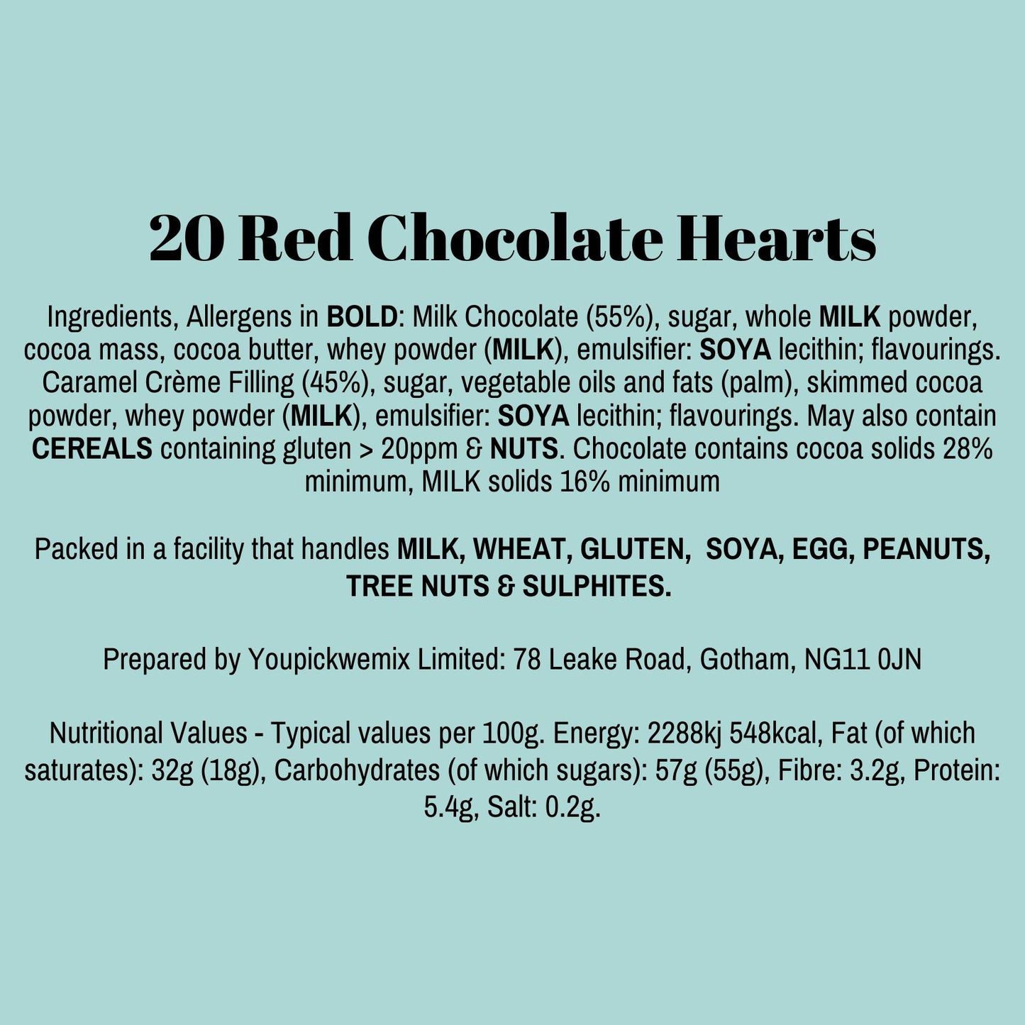 20 Red Chocolate Hearts
