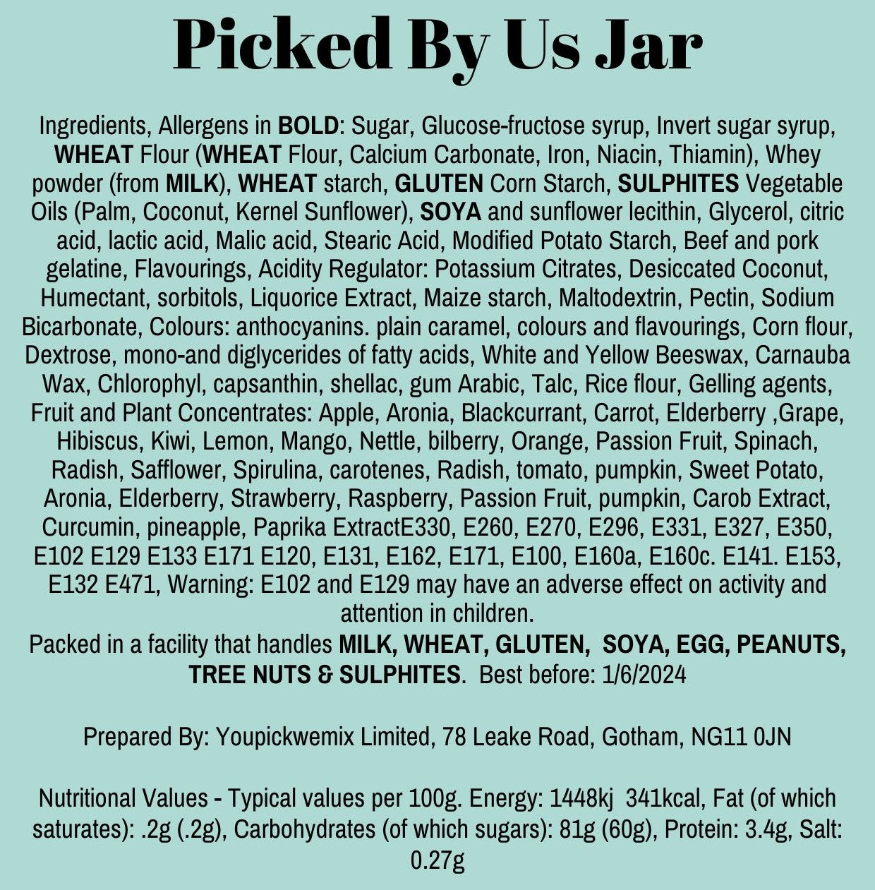 Large Picked By Us Jar