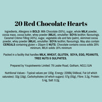 20 Red Chocolate Hearts