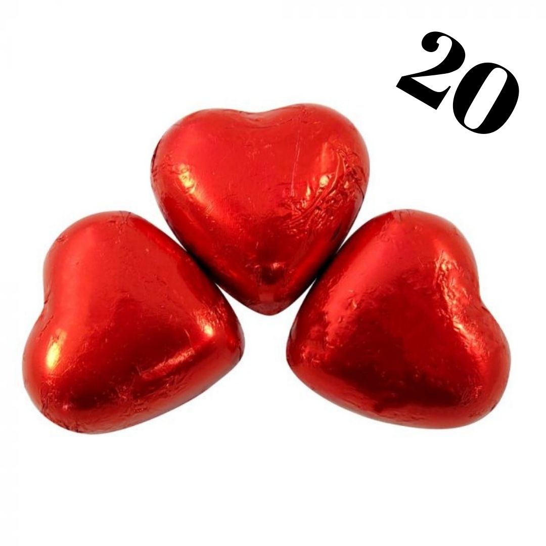 20 Red Chocolate Hearts